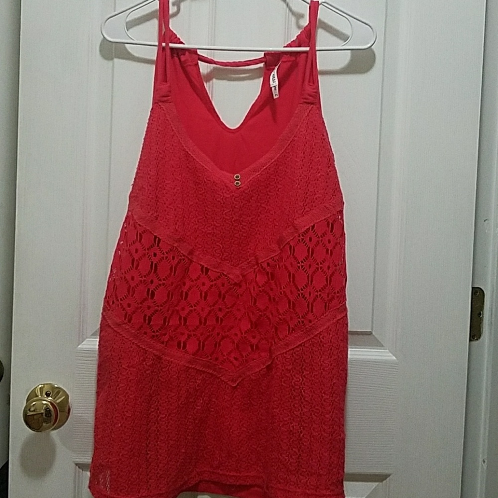 Cute plus size coral knit tank top